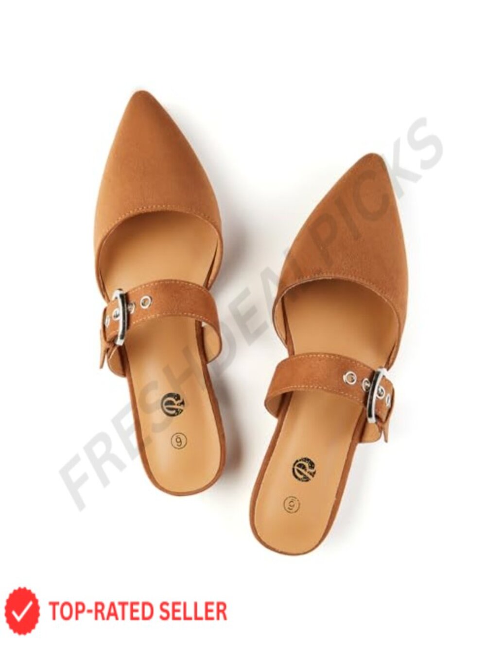 Pointed Toe Mules Adjustable Strap Backless Loafer Flat Shoes